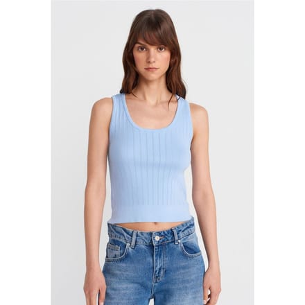 Geribbelde Mouwloze Slim-fit Blouse