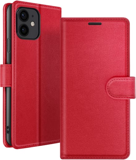 Zanae, Hoesje geschikt voor iPhone 12 mini - Wallet Case & Magneetsluiting, Rood