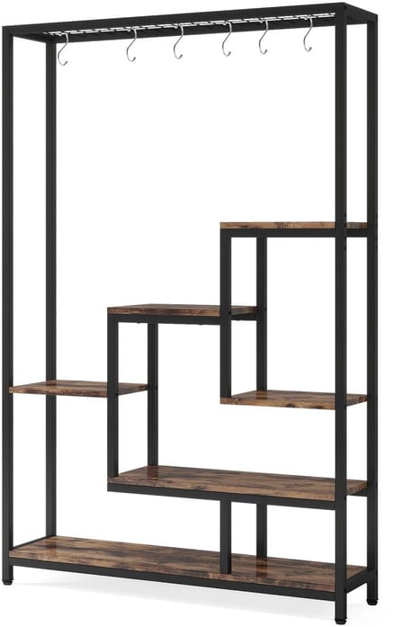 UrbanSelect Plantenstandaard - Plantenrek - 5-Laags - Verstelbare Voetjes - Stalen Frame - Voor Binnen en Buiten - 100 × 30 × 180cm