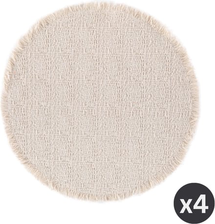Tiseco - Placemat LINA - SET/4 - boho - stof - Dia 38 cm - Rond, ivoor