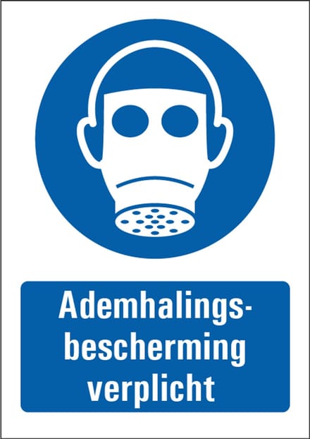 Ademhalingsbescherming verplicht bord met tekst 148 x 210 mm
