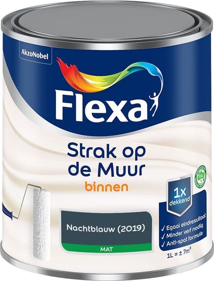 Flexa - Strak Op De Muur Binnen Mat - Nachtblauw - Mengverf - 1 L