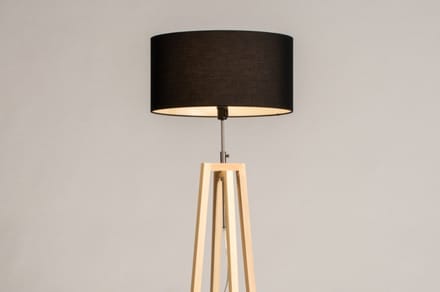 Lumidora Vloerlamp 31130 - LILLE - E27 - Zwart - Naturel - Hout - ⌀ 45 cm