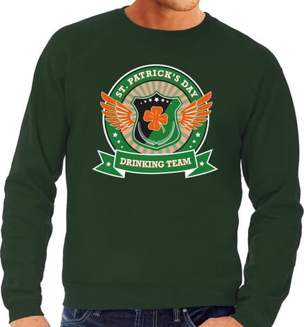 St. Patricks day drinking team sweater/ trui groen heren - St Patrick's day kleding S