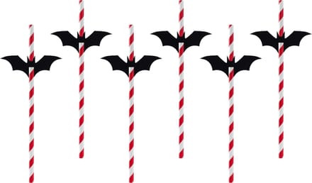 PartyDeco - Rietjes Vleermuis Halloween 6 stuks