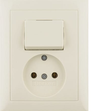 Hager Berker Wandcontactdoos met randaarde met omkeerschakelaar - 6143668982 - E3H9M