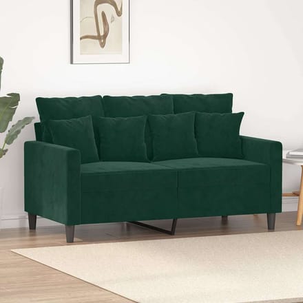 Vidaxl Bank 2-Persoons, Donkergroen, 120 Cm, Bekleed met Fluweel