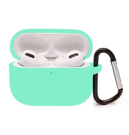 Apple AirPods Pro Soft Silicone Hoesje Met sleutelhanger - Mint Groen