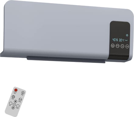 Elektrische Kachel Wandmontage - Keramische Kachel met Afstandsbediening - 2000W - 2 Modi - Timer - Grijs