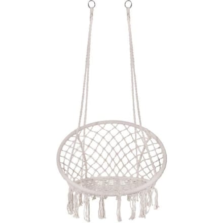 Springos Hangstoel | Binnen & Buiten | Belastbaar tot 150 kg | 120 x 79 cm | Crème