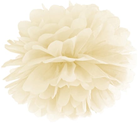 PARTYDECO - Crème zijdepapier pompon om op te hangen 25 cm