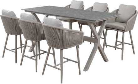 Barset Alezio/Barletta | 6 personen | Rechthoekig 200 cm | Rope & kunststof