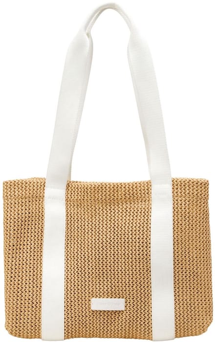 Marc O'Polo Schoudertas Runja Shopper White Cotton Lichtbruin