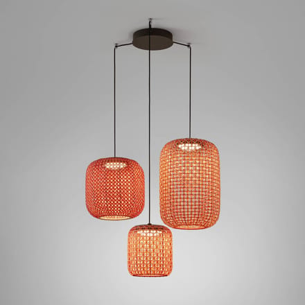 Bover Nans S/3L LED hanglamp, 3-lamps, rood