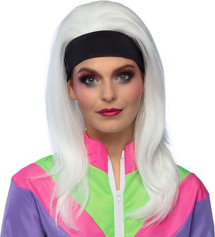 Boland - Pruik Retro babe Wit - Steil - Lang - Vrouwen - Danser/danseres - 80's & 90's - Disco