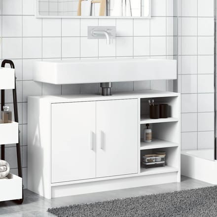 vidaXL - Wastafelkast - 90x29x55 - cm - bewerkt - hout - wit