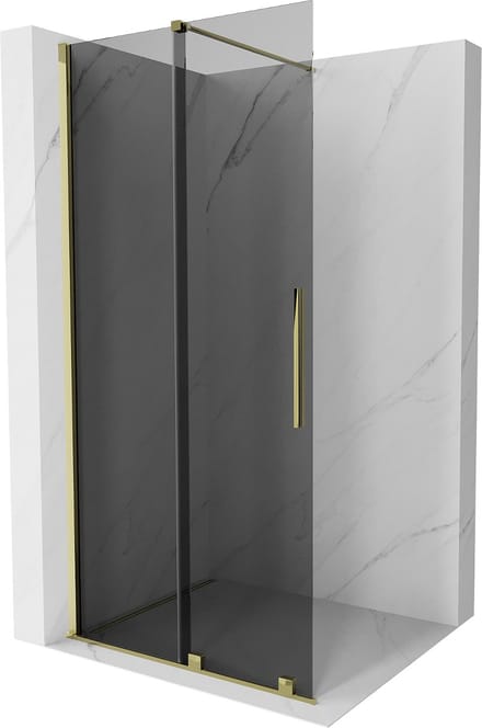 Mexen Velar schuifbare inloopdouchewand 110 x 200 , grafiet 8 mm, goud - 871-110-000-43-50
