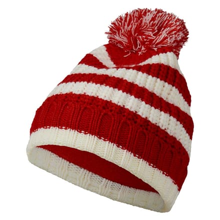 Apollo - Feestmuts met pompon - rood-wit - one size - Muts heren - Muts dames - Muts carnaval - Warme muts - Carnavalsmuts Roosendaal - Muts PSV