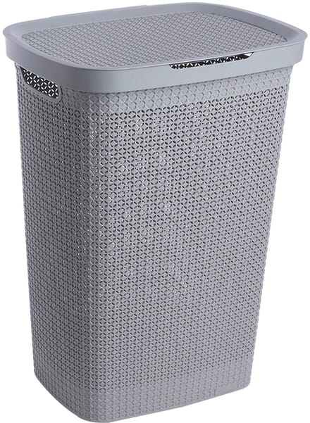 Ezystorage Kunststof wasmand met deksel - Grijs - 57 liter