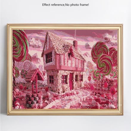 Broderie diamant Paysage Château rose Peinture diamant DIY Point de croix complet 20X30CM pink