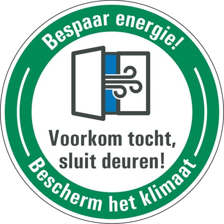 Energie besparen sticker sluiten deuren 100 mm
