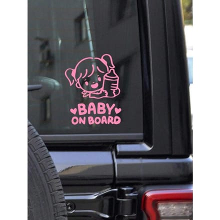 1 autocollant de voiture Bébé à bord one-size rose