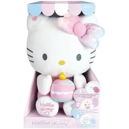 Hello Kitty Interactieve Pluche Verjaardag +/- 26 cm - JEMINI - Interactieve muziek, kaars en gelach.
