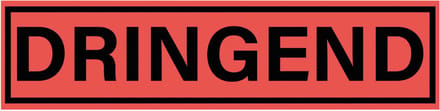 Dringend sticker, oranje zwart 200 x 50 mm