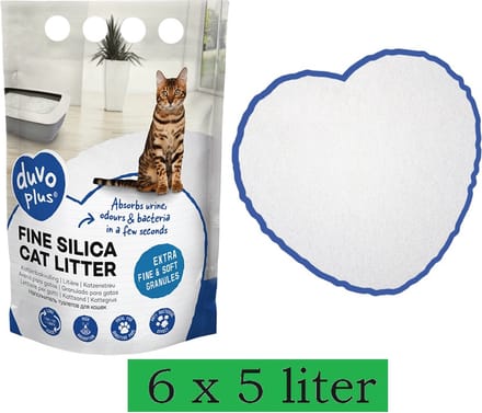 DUVO+ Silica Kattenvulling - fijne silica - 6 x 5 Liter