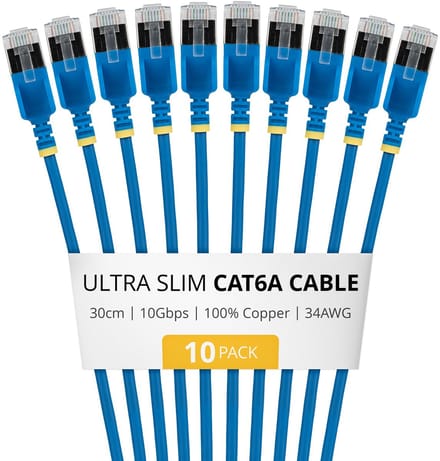 StarTech.com 6ASTP34BLS30CM10PK netwerkkabel Blauw 0,3 m Cat6a U/FTP (STP) Rond