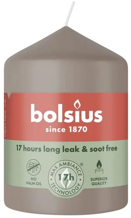 6x Bolsius Stompkaars 80/58 Light Taupe (1 stuk)