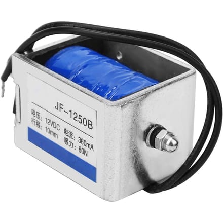 JF1250B Push Pull Type DC Solenoïde Elektromagneet 60N 12VDC 10mm Slag