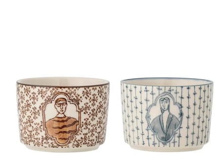 Bloomingville Schaal aardewerk blauw Tonia 9cm - set van 2