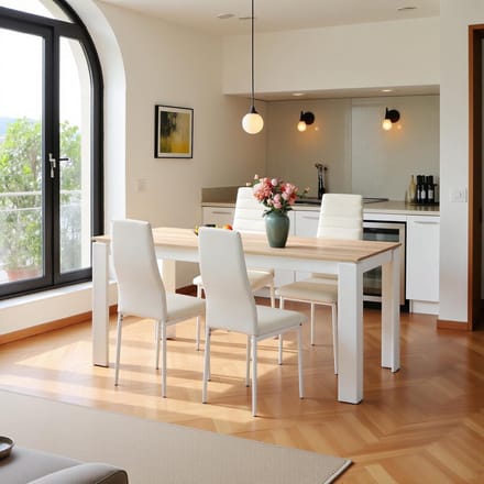 Eetkamerset Tafel met 4 Stoelen Rechthoekig 160 cm Eikenlook en Wit