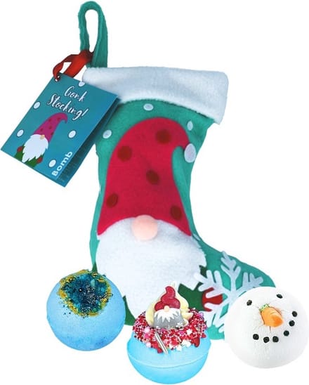 Gnoom Kerstsok "Gonk" met 3 Bath blasters(bruisballen)