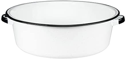 15 qt Graniet Ware Schotelpan met Handvatten - Wit
