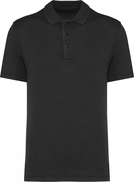 Herenpolo korte mouwen met knopen merk Native Spirit Washed Coal Grey - S
