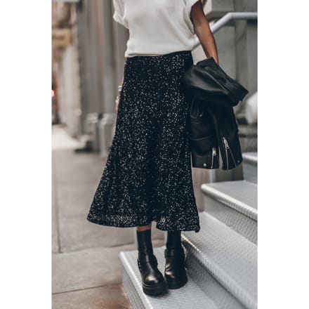Mikuta The Black Long Sequin Skirt Black Größe: S | Midiröcke Outlet | Damen | Schwarz