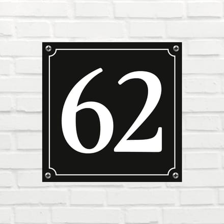 Huisnummerbord Mat zwart Deluxe - Nummer 62 - incl. bevestiging