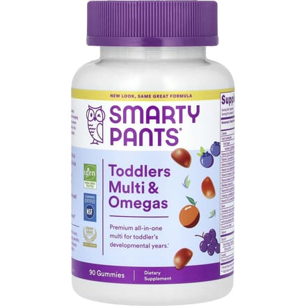 SmartyPants, lait infantile, multivitamines et oméga-3, saveurs raisin, orange, myrtille, 90 gommes