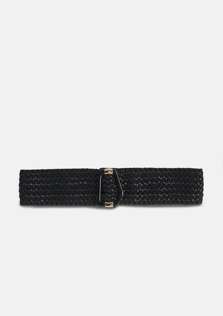 Vrouwen PU leren gevlochten elastische riem met decoratieve gesp COMMA
