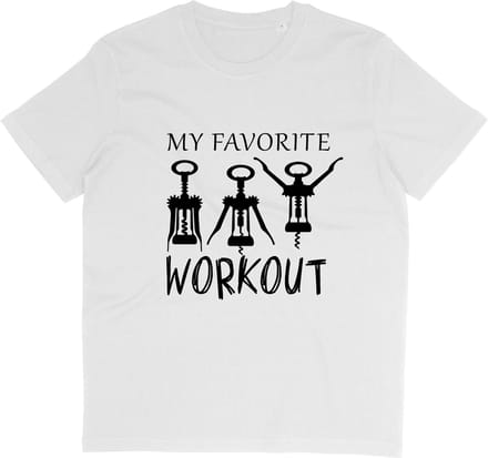 Grappig T Shirt - Quote: My Favorite Workout - Wit - Korte Mouw - Maat M