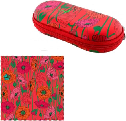 Eyeglass Box Poppies Red - Matching Microfiber Fabrics - Red One Size
