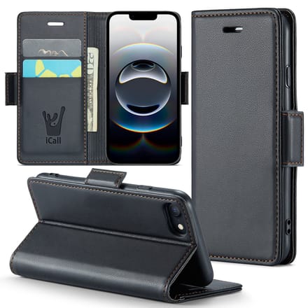 Hoesje geschikt voor iPhone 16e - HyperCase Book Cover Kunstleer Zwart