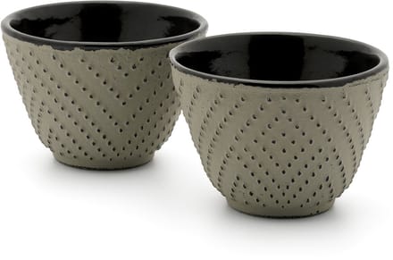 Bredemeijer - Kopjes Yuka gietijzer warm grijs - theemok set van 2