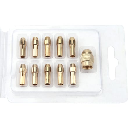 11 stuks 4-klauw Koperen Boorkop Spantang Set voor Mini Elektrische Slijpmachine Roteer Gereedschap 0.53.2mm
