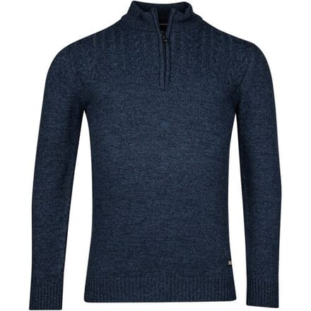 Baileys Trui Top Cable Knit Half Zip Single Knit Dark Blue / male