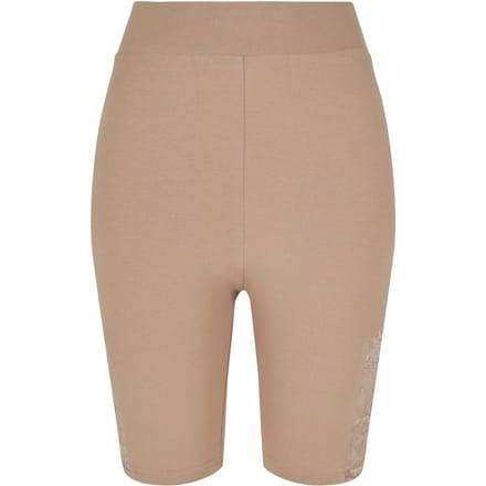 Urban Classics - High Waist Lace Inset Korte cycle broek - M - Creme