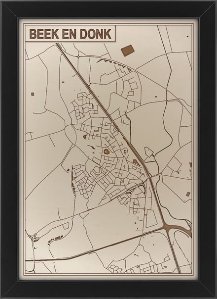 Houten stadskaart van Beek en Donk