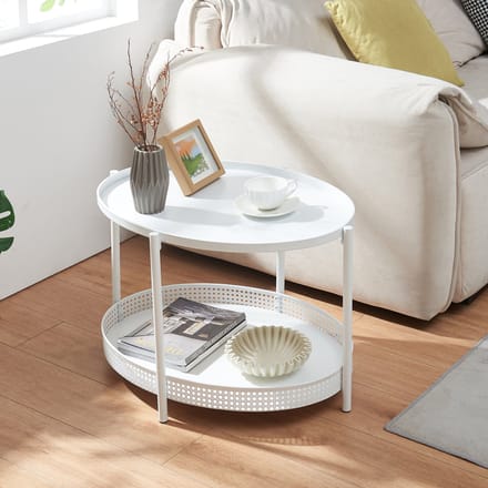 Salontafel Jäller ovaal 66x51x44 cm wit [en.casa]